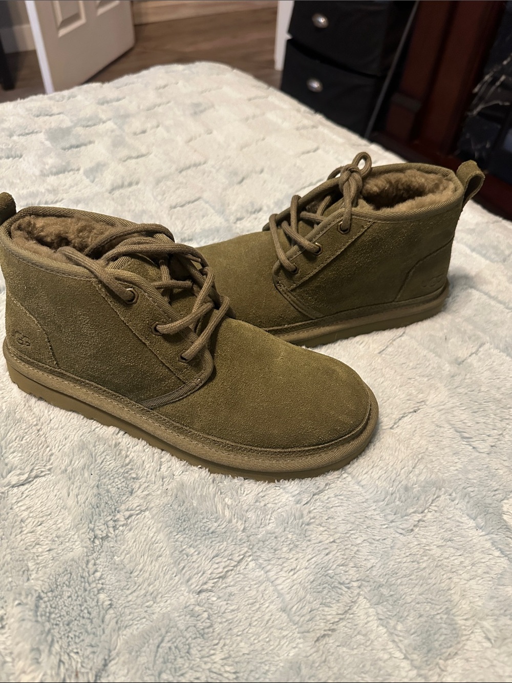 UGG Olive Green Suede Lace-Up Ankle Boots